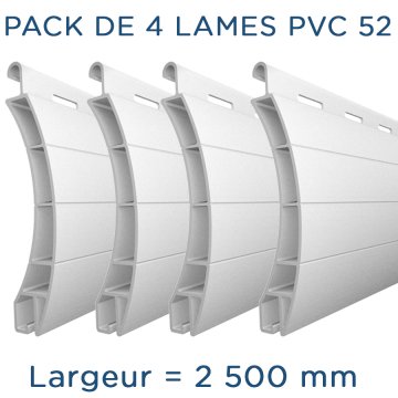 Pack 4 lames - 2500mm - PVC52 - Blanc - AJ