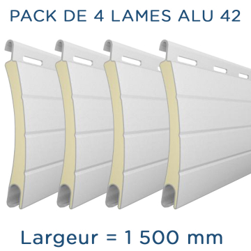 Pack 4 lames - 1500mm - Aluminium 42 - Blanc