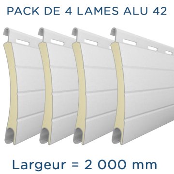 Pack 4 lames - 2000mm - Aluminium 42 - Blanc