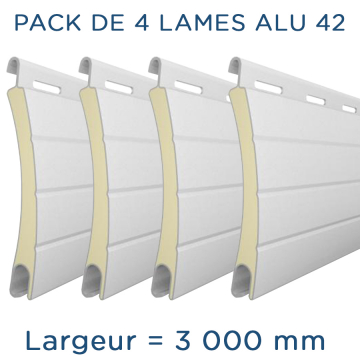 Pack 4 lames - 3000mm - Aluminium 42 - Blanc